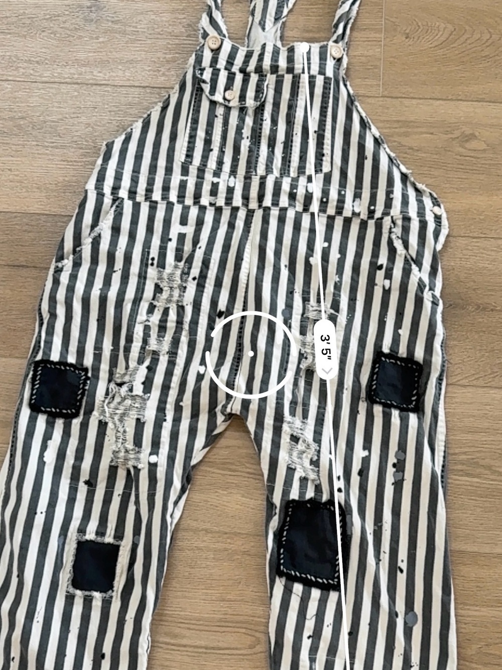 Jaded Gypsy Boho Distressed Patch Paint Splatter Overalls Adjustable Rare - Picture 12 of 16